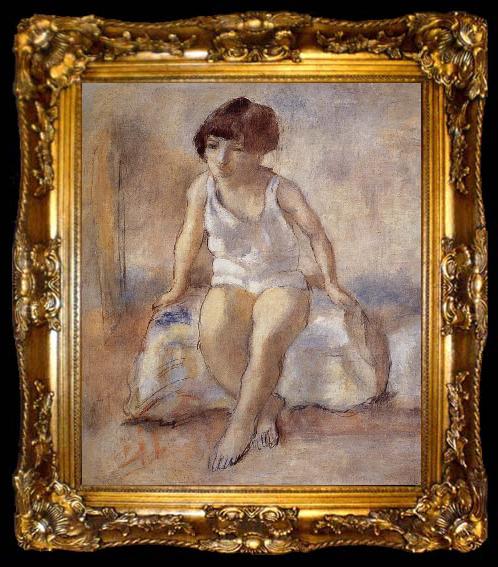 framed  Jules Pascin The maiden wear the white underwear from French, ta009-2